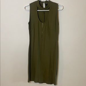 Olive green fitted dress